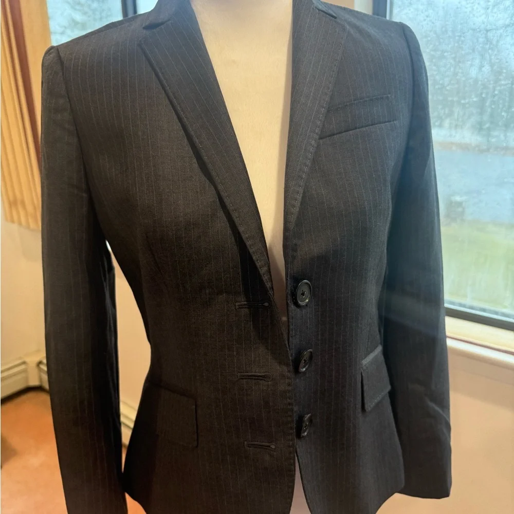 J.Crew Womens Pinstripe Blazer - Charcoal Size 4P - Picture 4 of 13